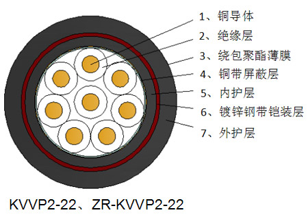 聚氯乙烯絕緣銅帶屏蔽鋼帶铠裝控制電纜