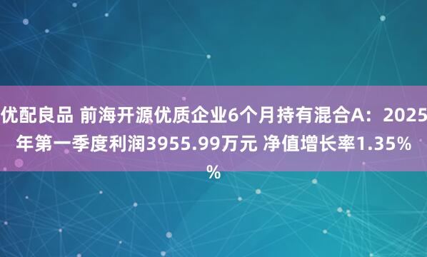 优配良品 前海开源优质企业6个月持有混合A：2025年第一季度利润3955.99万元 净值增长率1.35%