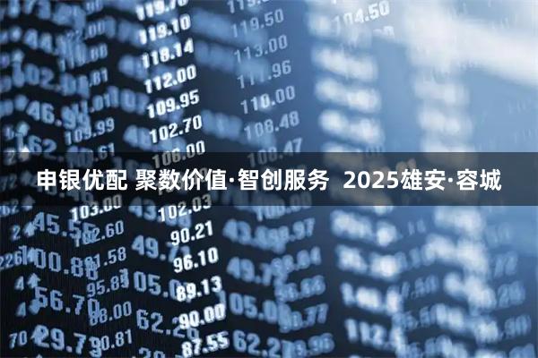 申银优配 聚数价值·智创服务  2025雄安·容城